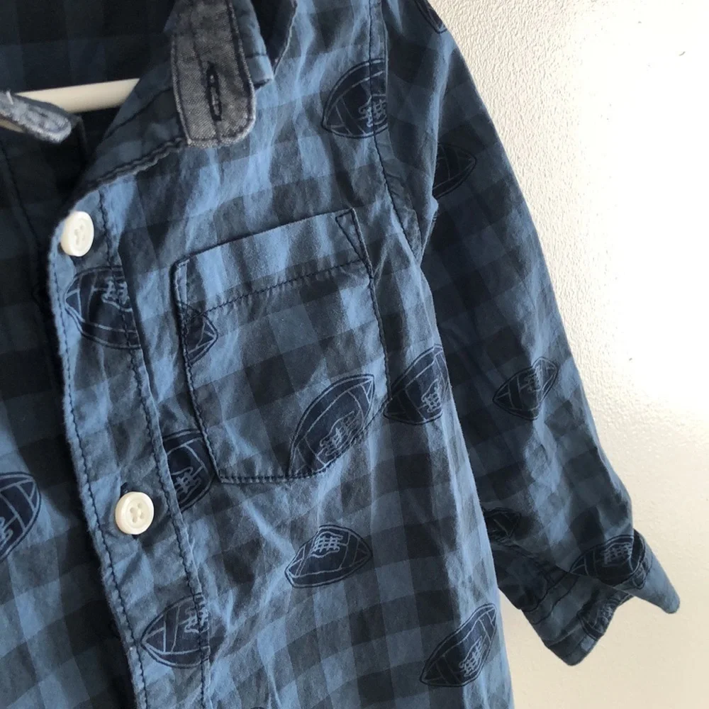 GYMBOREE plaid blue football button up 2T